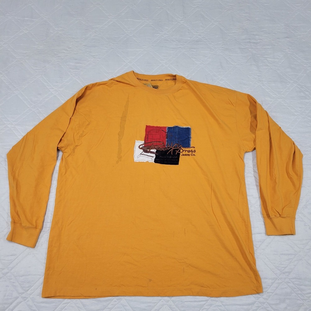 Brooklyn Xpress Jeans Co long‎ sleeve orange T shirt XL